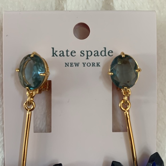 Kate Spade New York Blooming Brilliant Crystal Blue Flower Drop  Earrings - Picture 6 of 8